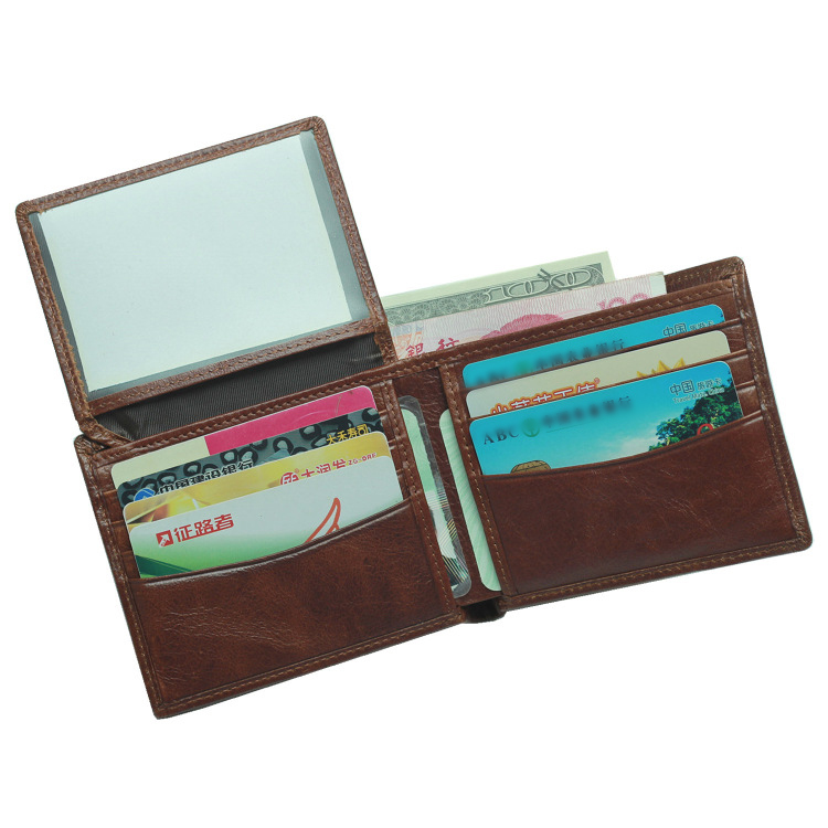 Customized Leather Men's Wallet with Hot Stamping Logo and RFID Blocking Technology
