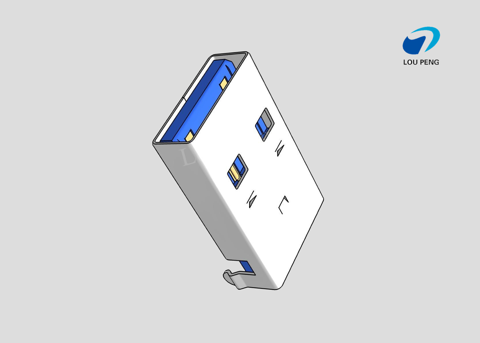 3.0 USB connector 4PIN AF SMT BLUE BOTH SIDES FIXED PIN IS STRAIGHT FOOT Gold-Plated