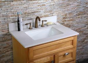 Wholesale White Custom Bathroom Vanity Tops Narrow Square Single Sink Prefabricated from china suppliers