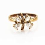 Designer Jewelry Rose Gold Plated 925 Silver Cubic Zircon Butterfly Ring(R0018)
