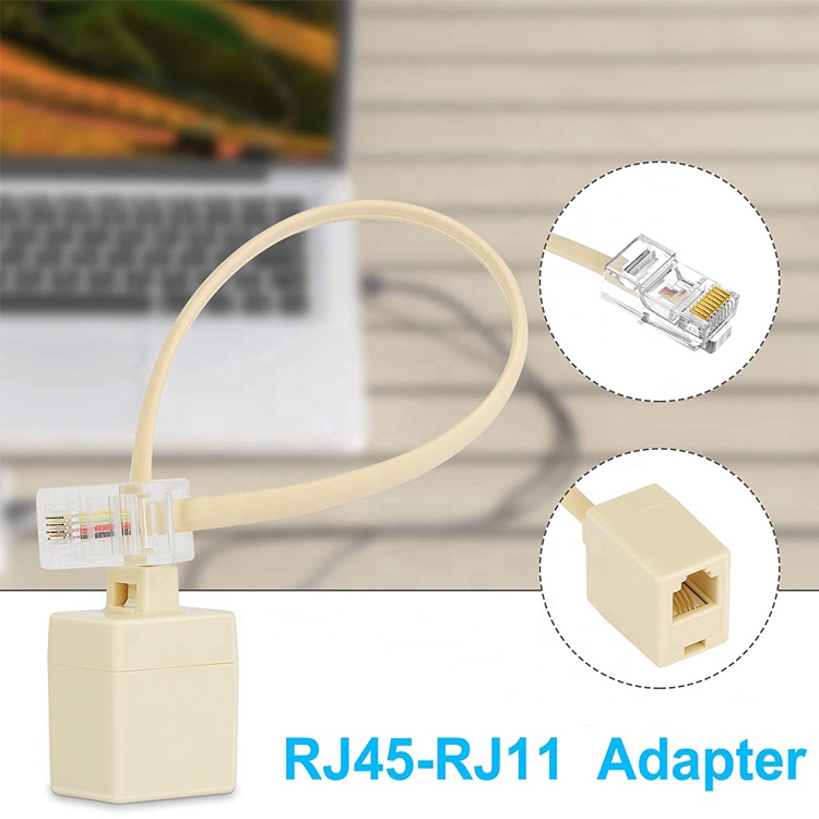 Ethernet RJ45 8P8C Male to Telephone RJ11 4P4C Female Socket ADSL Connector Converter Extension Cable Adapter