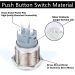 16mm Momentary Latching High Current LED Illuminated IP67 Waterproof Metal Push