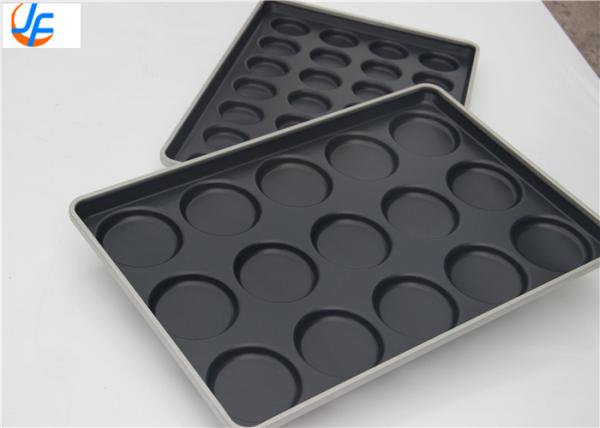 Quality RK Bakeware China Foodservice15 Cavity Aluminumized Hamburger Bun Baking Tray Glazed Telfon for sale