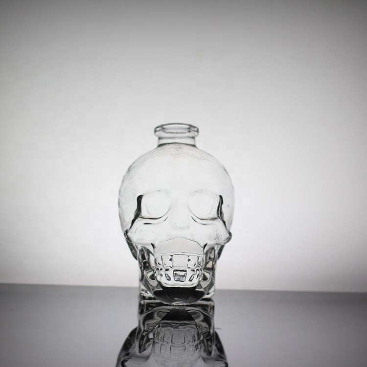 Exquisite Frost Glass Skull Face Bottle For Liquor Decal Surface Handling