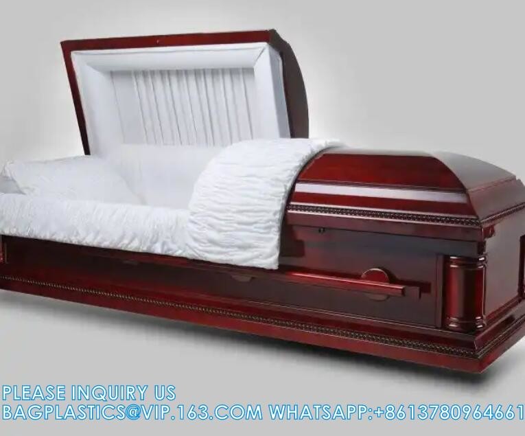 Caskets Cambridge Mahogany Funeral Casket With Almond Velvet Interior - Solid Mahogany Wood