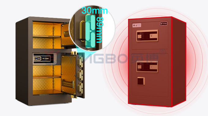 Double Door Custom Safe Box Fingerprint Lock H31.5in YB/RS-80D Coffee
