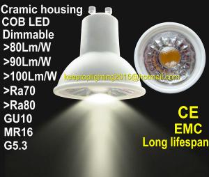 China Dimmable 3w/4w/5W/6w/7w,led cob light bulb,GU10/MR16/G5.3, high CRI 70/80/90,2700k on sale