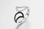 Green Leaf 925 Silver CZ Rings 3mm Cubic Zirconia Anniversary Band