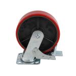 Red PU Iron Rigid Cableway Trolley Hanger Heavy Duty Swivel Wheels Caster Zinc