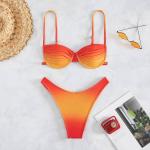 UPF 50+ Swimming Suits Bikini Low Waist Orange Bathing Suit Special Fabric Beach