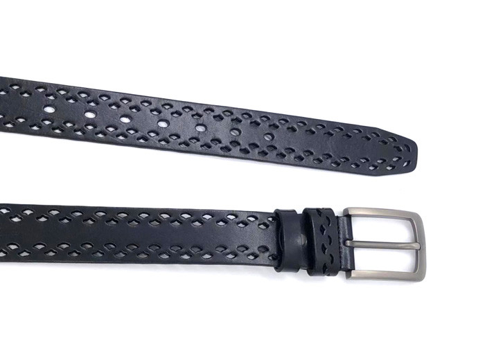 Hollow Out Casual Soft Leather Belts For Men Wide 1-1/2 Inches