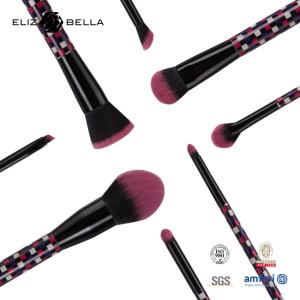 Wholesale 8pcs Synthetic Hair Makeup Brushes Rolling Printing Plastic Handle Aluminium Ferrule from china suppliers