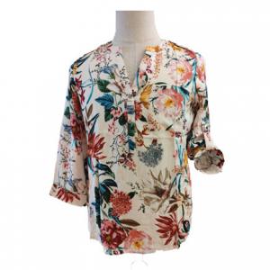 China Stain Printed M Loose Fit Ladies Casual Blouse on sale