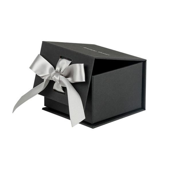 Custom Logo UV Coating Cardboard Flip Ring Earring Packaging Box with Ribbon