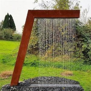 Wholesale Cascading Outdoor L-shaped Corten Steel Rain Curtain Fountain Water Features from china suppliers