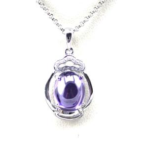 Wholesale 925 Silver 8mmx10mm Amethyst Cubic Zircon Stones Pendant (PSJ0302) from china suppliers