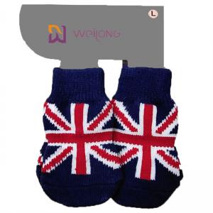 Wholesale Customized Dog Sock Knitting Patterns Union Jack 95% Cotton 5% Spandex from china suppliers