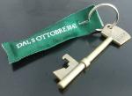 bottle opener keyring with ribbon printed information