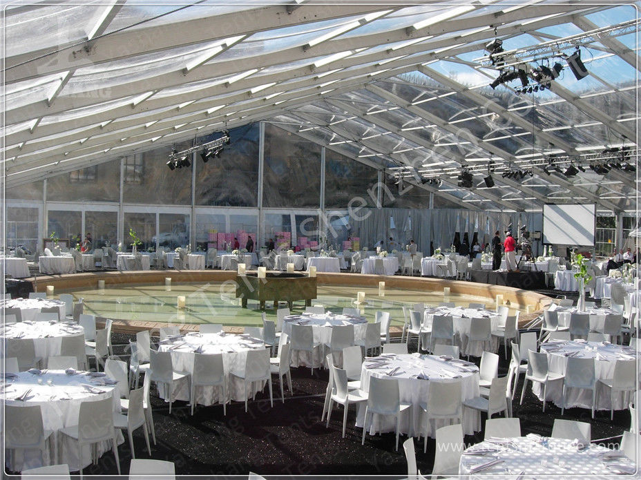 Colorful Red and White Fabric Tent Structures , PVC Party Tent Aluminum Alloy Frame