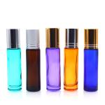 OEM Oil Glass Roll On Bottles Frosted 10ml With Gold Sliver White Black Cover