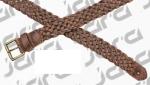 3.0cm Width Brown PU Mens Braided Belts With Old Brass Roller Buckle