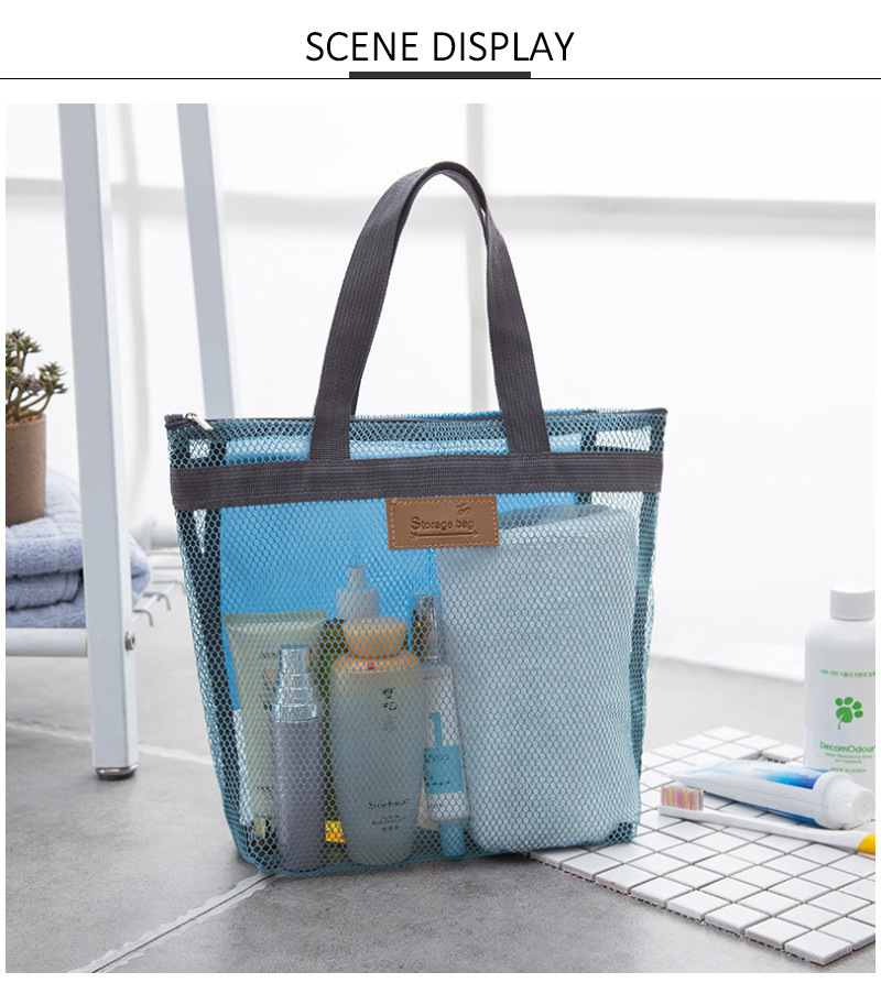 Large Capacity Zipper Close Ladies Mesh Travel Wash Bag