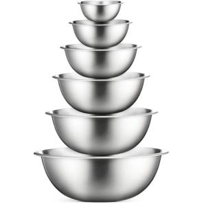 Wholesale 6pcs Stacking Nesting Stainless Steel Mixing Bowls For Space Saving Storage from china suppliers