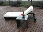 PE Rattan Sun Lounger , Cane Beach Lounge Chair With Side Table