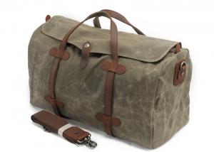 China CL-600 Army Green Vintage Travel Bag Waxed Canvas Leather Duffle Bag on sale