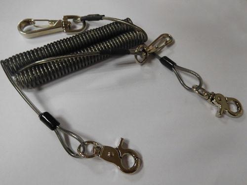 Translucent Black Steel Spring Coil Lanyard Leashes w/Delux Swivel Claw 2pcs