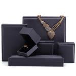 Silver Velvet Jewelry Packaging Box with Custom Logo and Thick Sponge Necklace