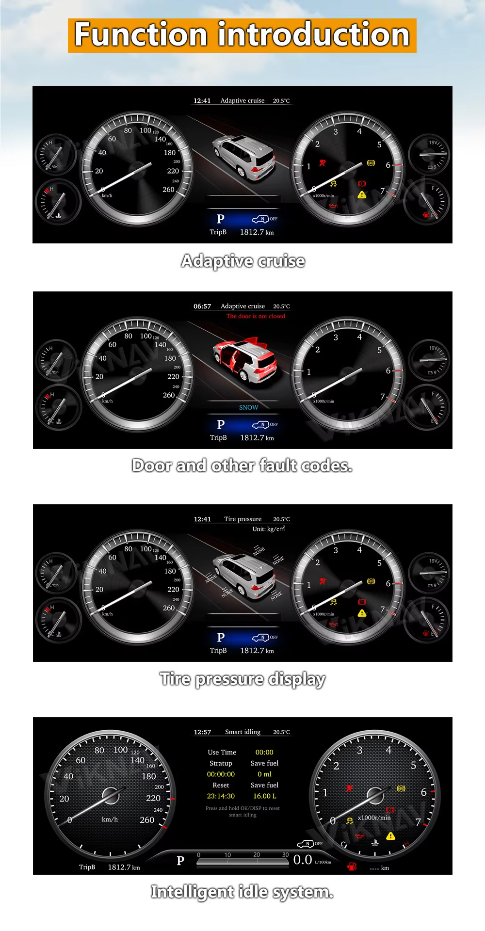Car Digital Instrument Cluster Panel For Toyota Prado 2010-2019 LCD Meter