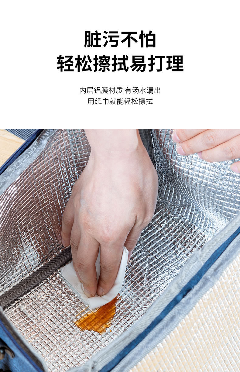 COMMUTER LUNCH BOX HANDBAG SQUARE INSULATED BAG ALUMINUM FOIL THICKENED BENTO BAG OFFICE STUDENTS BRING MEALS LARGE CAPA