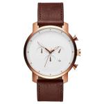 45mm men's genuine leather strap rose gold watch with japanese chronograph movt