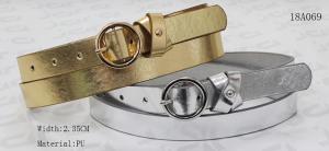 Wholesale Womens Thin Gold Belt With Metal Stud On The Crossed Loops , 2.35cm Women'S Pants Belts from china suppliers