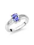 Nature 0.5 ct Round Tanzanite Halo Ring in Sterling Silver Engagement Ring