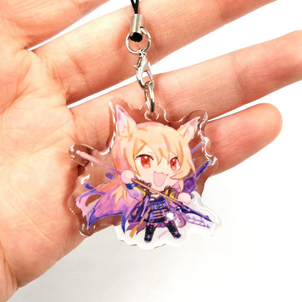 Custom Keychain Print Keychain Lovely Anime Character Epoxy Glitter Acrylic Charm Keychain