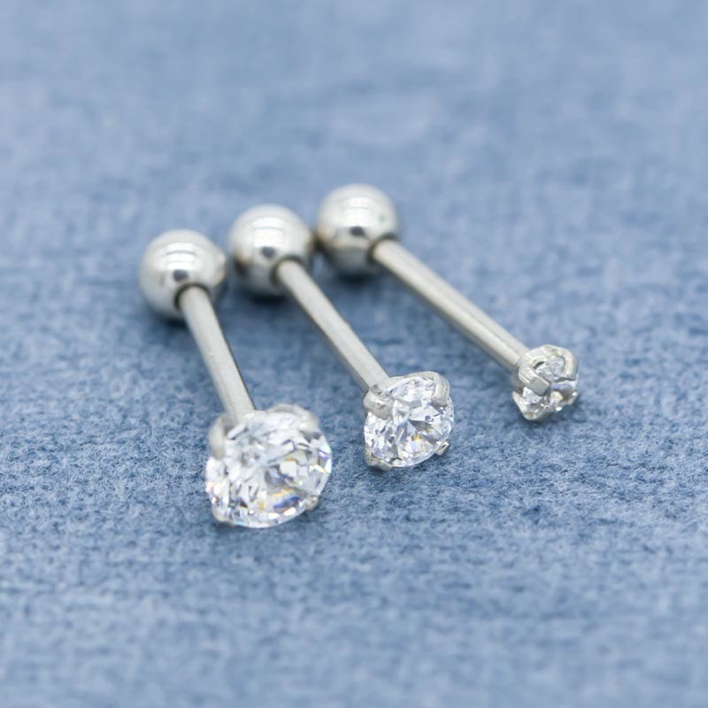 Clear Round Zircon Stone Ear Piercing Jewellery 18G For Girls