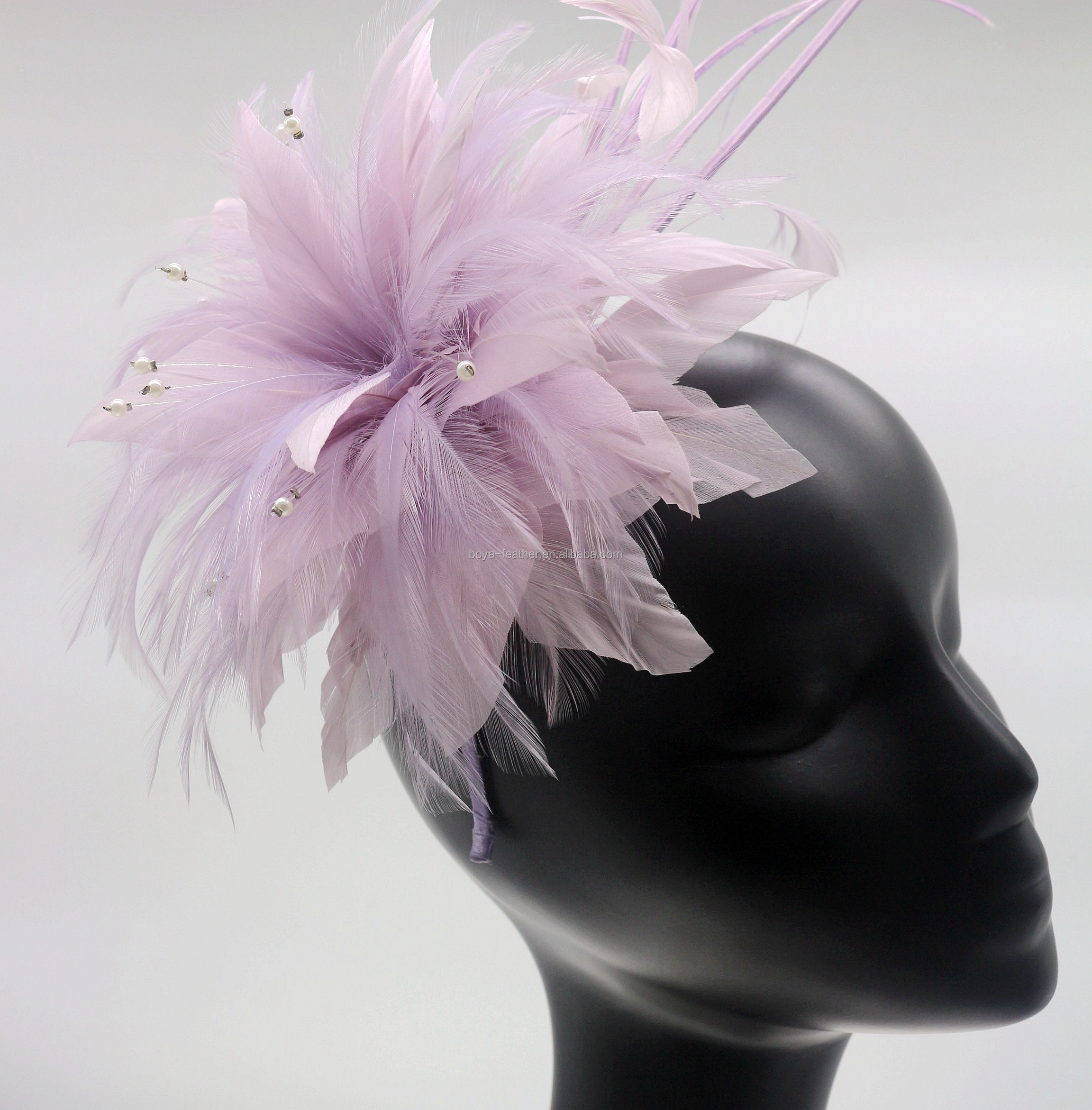 Graduation Occasion pink feather fascinator , Hackle Flower Feather Headband