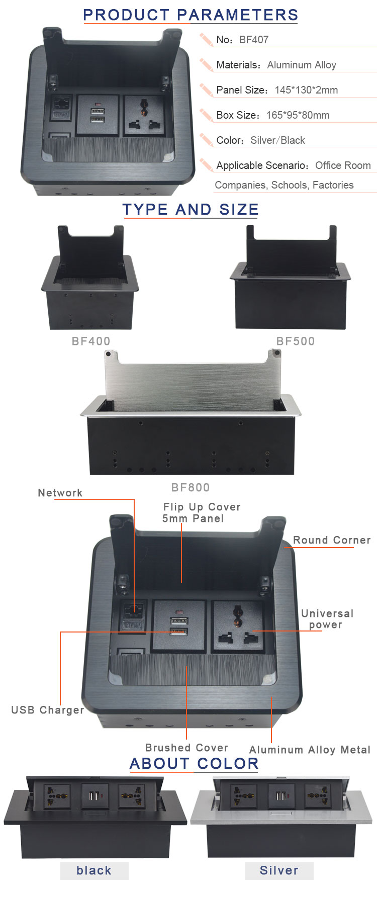 conference table mount intelligent power socket outlet for office desk