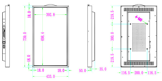Lcd Window Panel Wall Mount 32 Inch Digital Signage Display 1920x1080 3500nits