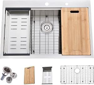 Wholesale OEM Brushed 33&quot;x 22&quot; 18 Gauge Kitchen Workstation Sink from china suppliers