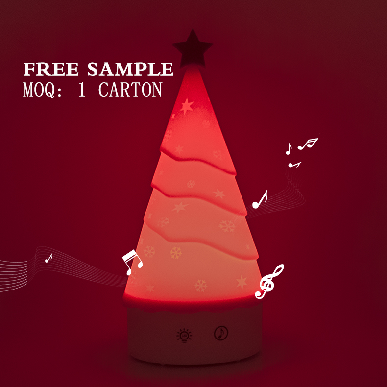 Small Size 3D Touch LED Christmas Tree Nightlight with Music and Eco-friendly Silicone