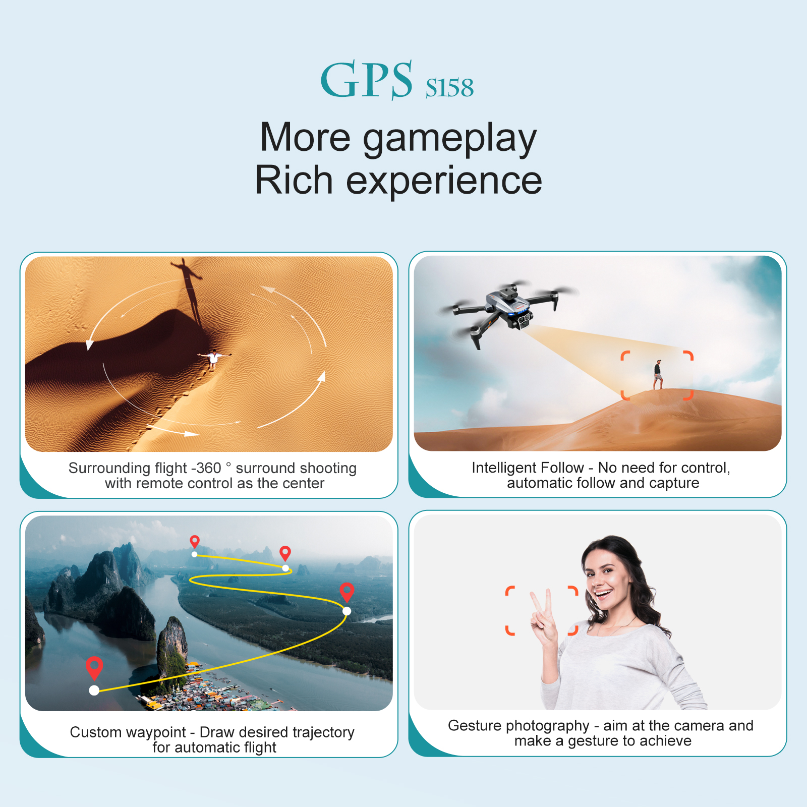 Maximum Flight Time S158 Mini Drone Foldable Quadcopter RC Dron with Obstacle Avoidance and Optical Flow Positioning