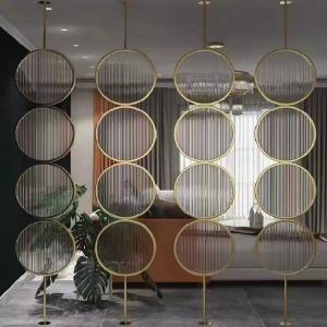 Wholesale Home Interior Standing Metal Room Divider Round Metal Glass Room Divider from china suppliers