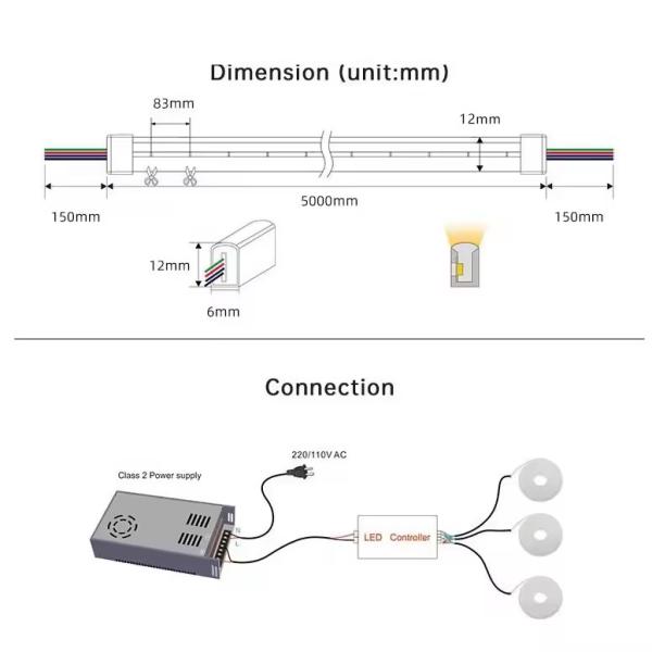 12V Addressable SMD3535 RGB Neon Light 84D/M RGBIC 5M LED Flexible Neon Light With Remote Music Sync Work