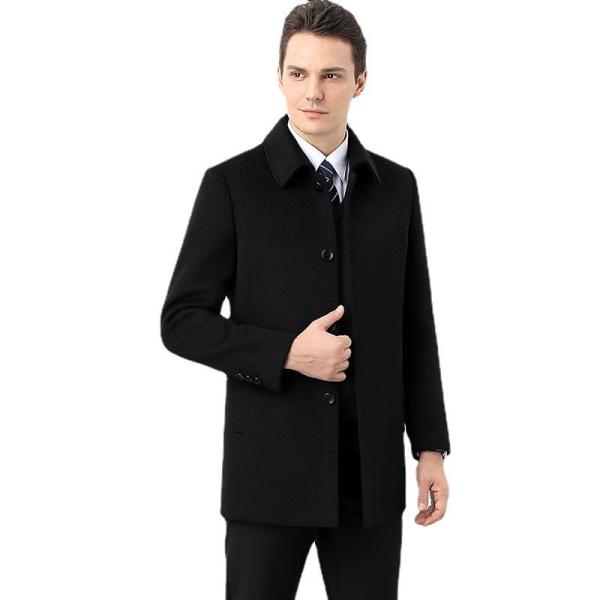 Stylish and Sustainable Middle-Aged Double-Sided Woolen Cashmere Coat for Men's