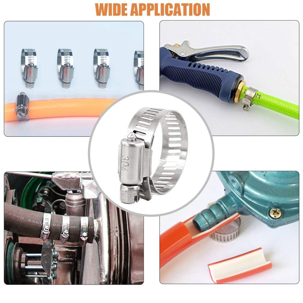 Customize Support Standard Size Stainless Steel Worm Gear Hose Clamps for Water Pipes