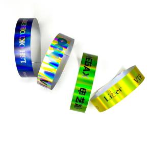 Wholesale Customization Laser Glitter Wristband Event Concert Festival Neon Rainbow Laser Shiny Laser Promotional Paper Wristband from china suppliers