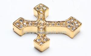 Wholesale Clear Crystal Pave Alloy Cross Beads 31X36mm Jewelry Beads Findings AL15254 from china suppliers